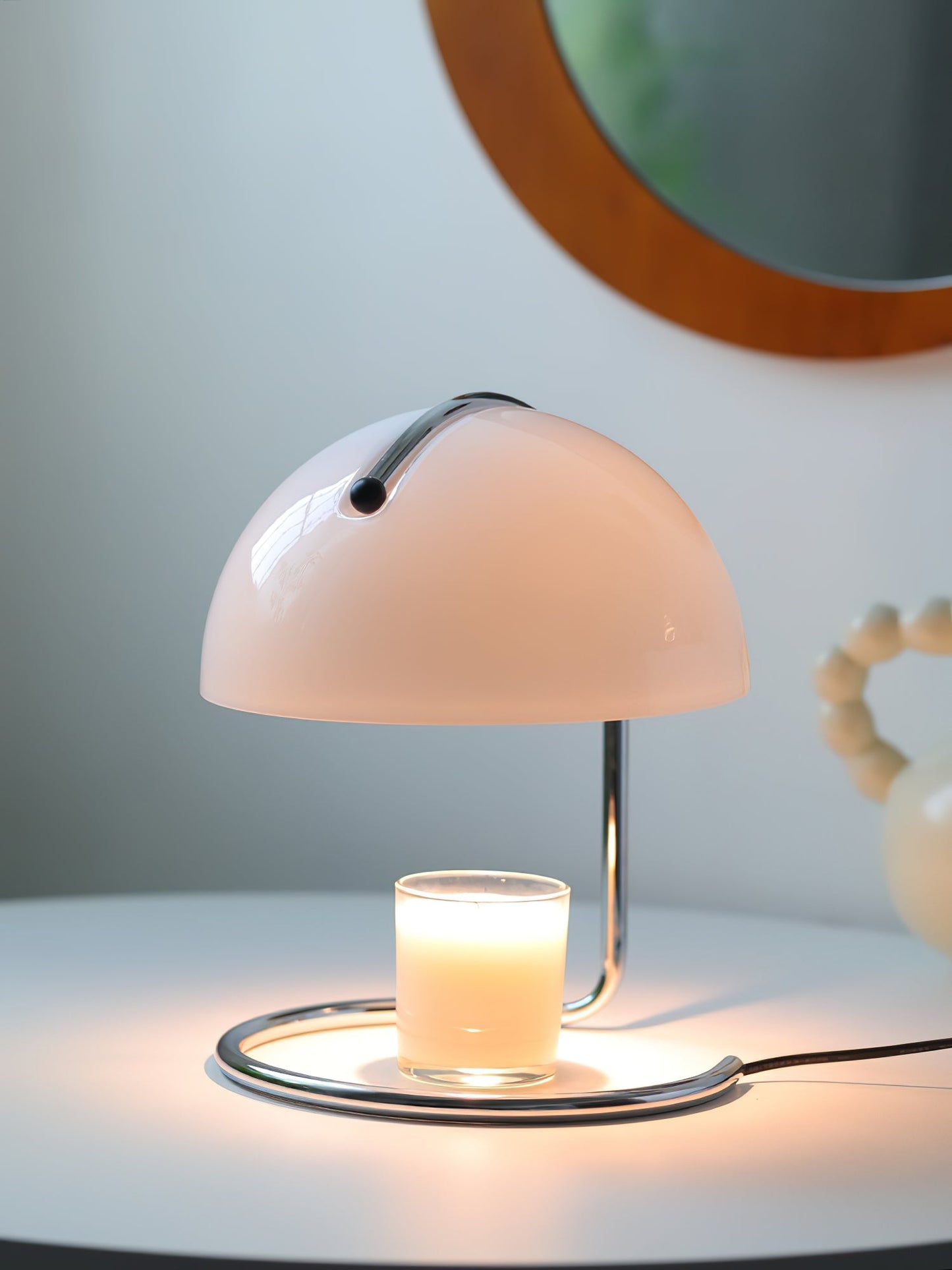 Pierre Table Lamp | Chrome Metal & Glass Accents | 24cm Diameter