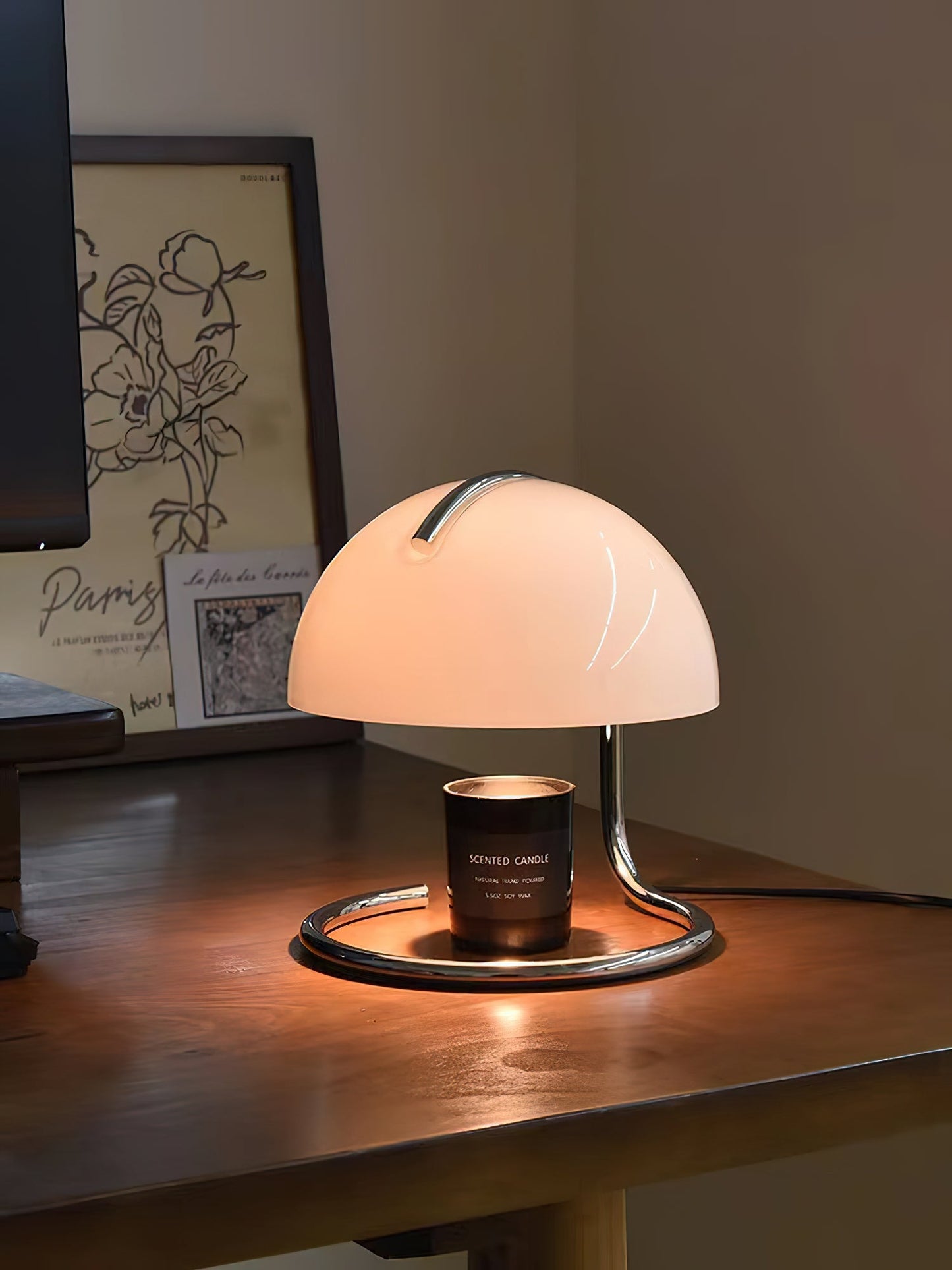 Pierre Table Lamp | Chrome Metal & Glass Accents | 24cm Diameter