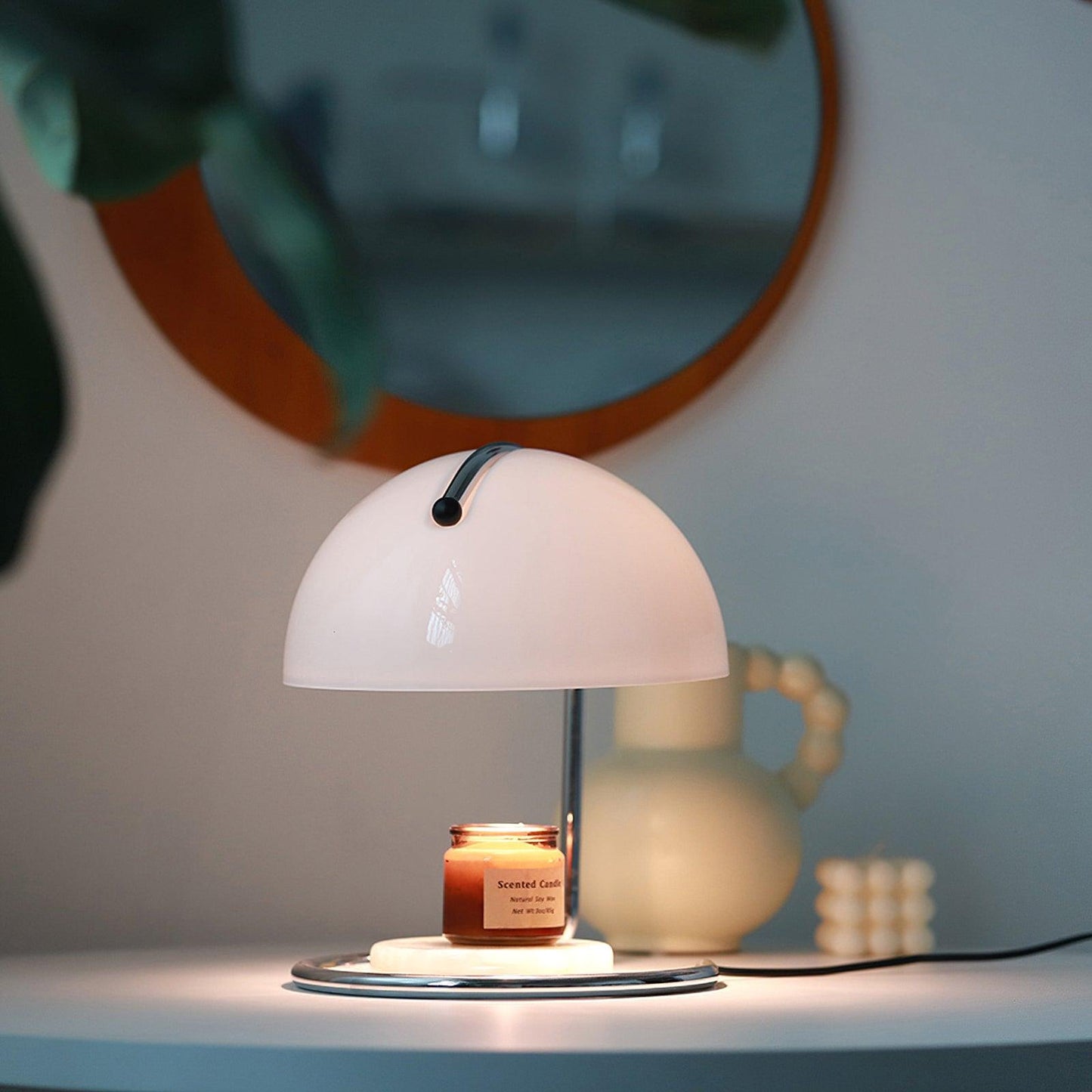 Pierre Table Lamp | Chrome Metal & Glass Accents | 24cm Diameter