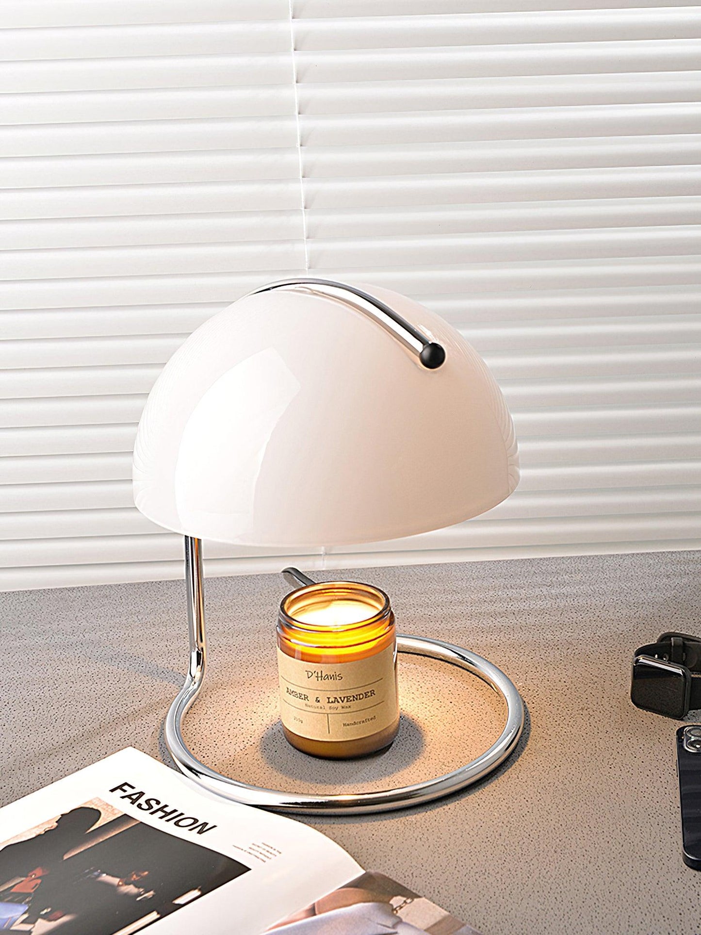 Pierre Table Lamp | Chrome Metal & Glass Accents | 24cm Diameter