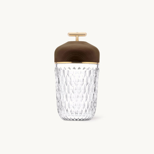 Pine Cone Table Lamp | Crystal Glass & Metal | Walnut Color