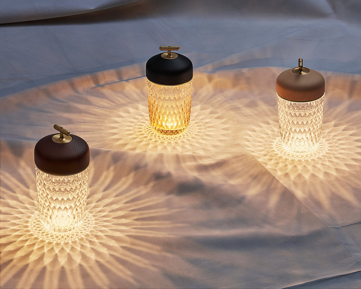 Pine Cone Table Lamp | Crystal Glass & Metal | Walnut Color