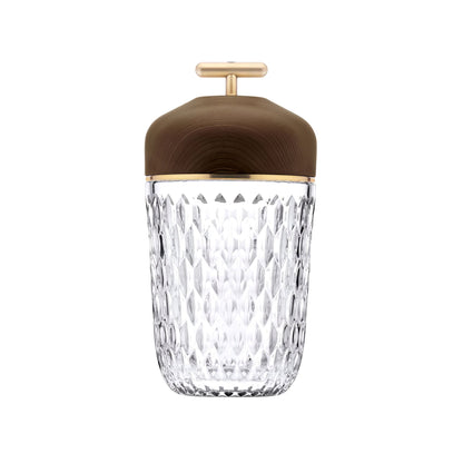 Pine Cone Table Lamp | Crystal Glass & Metal | Walnut Color