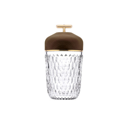 Pine Cone Table Lamp | Crystal Glass & Metal | Walnut Color