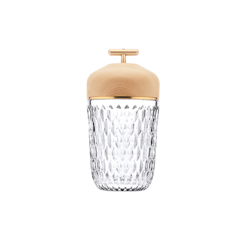 Pine Cone Table Lamp | Crystal Glass & Metal | Walnut Color