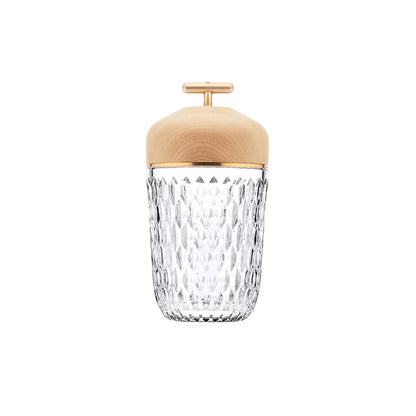 Pine Cone Table Lamp | Crystal Glass & Metal | Walnut Color