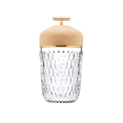 Pine Cone Table Lamp | Crystal Glass & Metal | Walnut Color