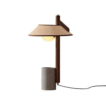 Pinnacle Table Lamp | Natural Wood & Cement | Walnut & Grey