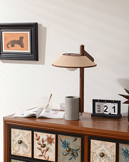 Pinnacle Table Lamp | Natural Wood & Cement | Walnut & Grey