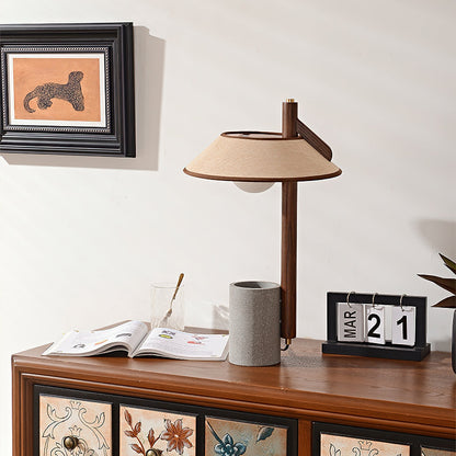 Pinnacle Table Lamp | Natural Wood & Cement | Walnut & Grey