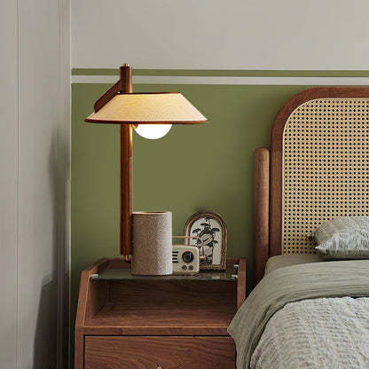 Pinnacle Table Lamp | Natural Wood & Cement | Walnut & Grey