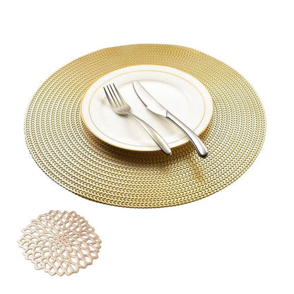 Gold Placemats & Coasters Set | PVC Washable & Stain-Resistant | 2-8 Pieces