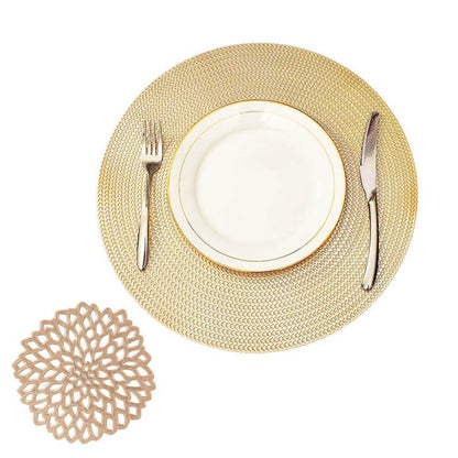Gold Placemats & Coasters Set | PVC Washable & Stain-Resistant | 2-8 Pieces