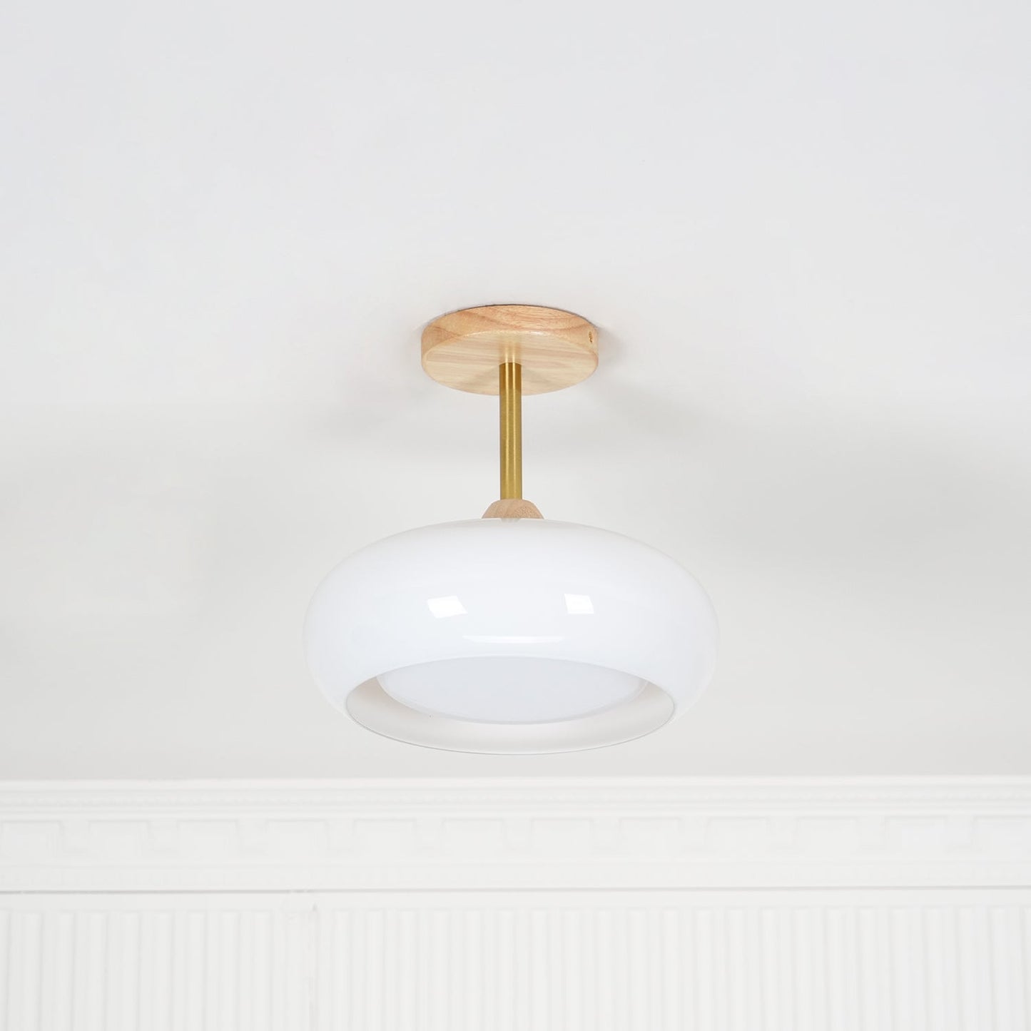 Ceiling Lamp | Brass & Fabric | 50cm Diameter, Retro Style