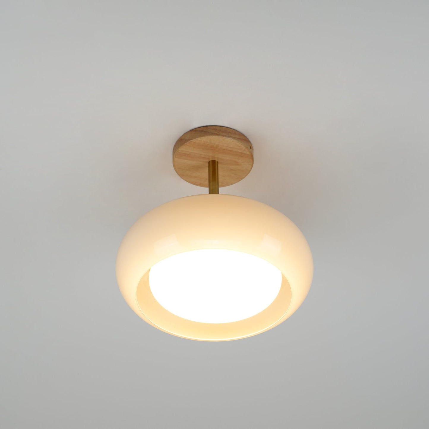 Ceiling Lamp | Brass & Fabric | 50cm Diameter, Retro Style