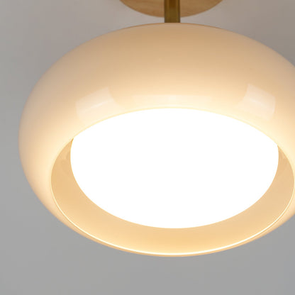 Ceiling Lamp | Brass & Fabric | 50cm Diameter, Retro Style