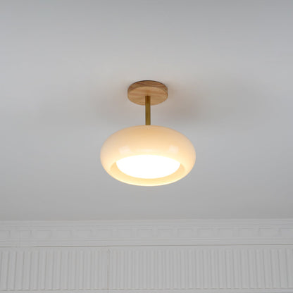 Ceiling Lamp | Brass & Fabric | 50cm Diameter, Retro Style