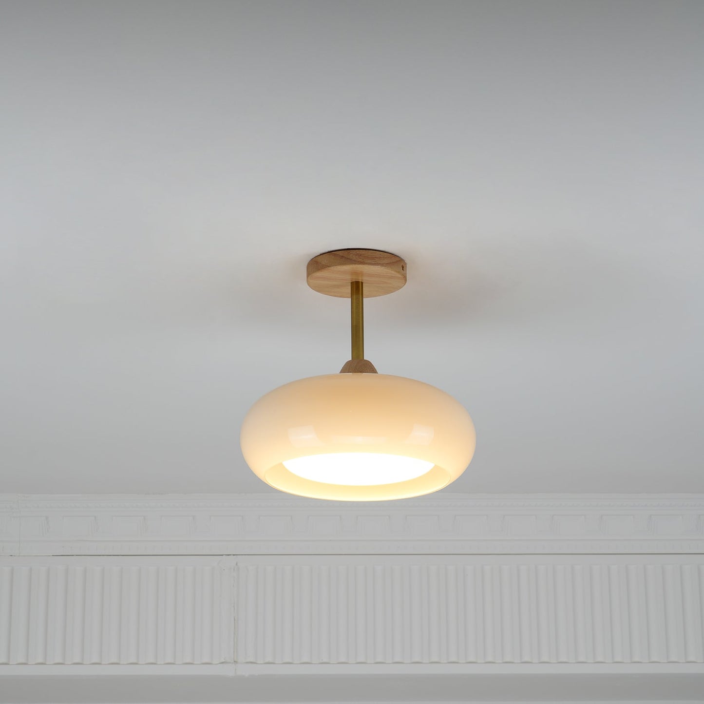 Ceiling Lamp | Brass & Fabric | 50cm Diameter, Retro Style