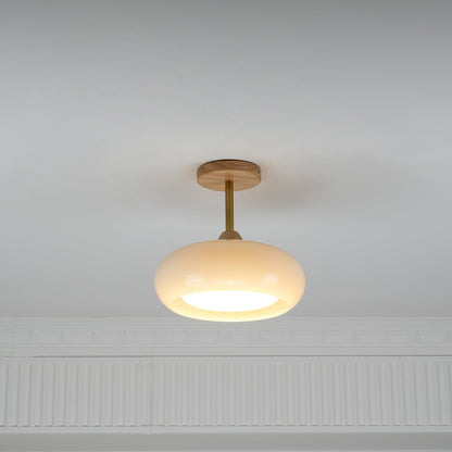 Ceiling Lamp | Brass & Fabric | 50cm Diameter, Retro Style