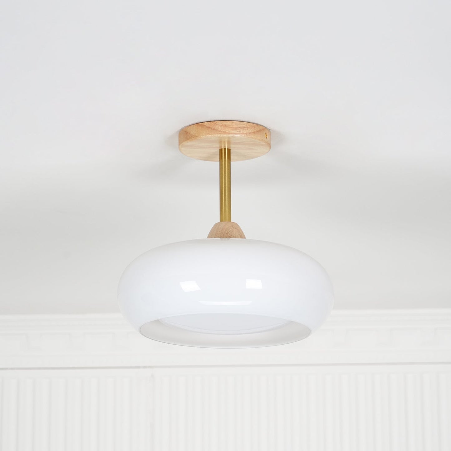 Ceiling Lamp | Brass & Fabric | 50cm Diameter, Retro Style