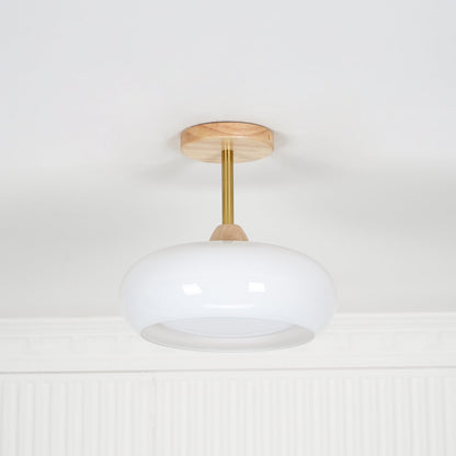 Ceiling Lamp | Brass & Fabric | 50cm Diameter, Retro Style