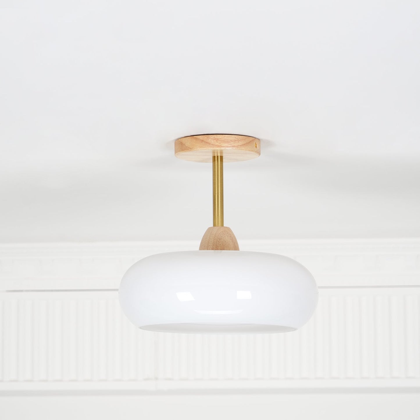 Ceiling Lamp | Brass & Fabric | 50cm Diameter, Retro Style