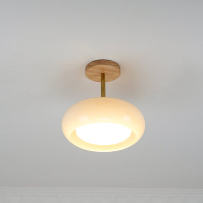 Ceiling Lamp | Brass & Fabric | 50cm Diameter, Retro Style