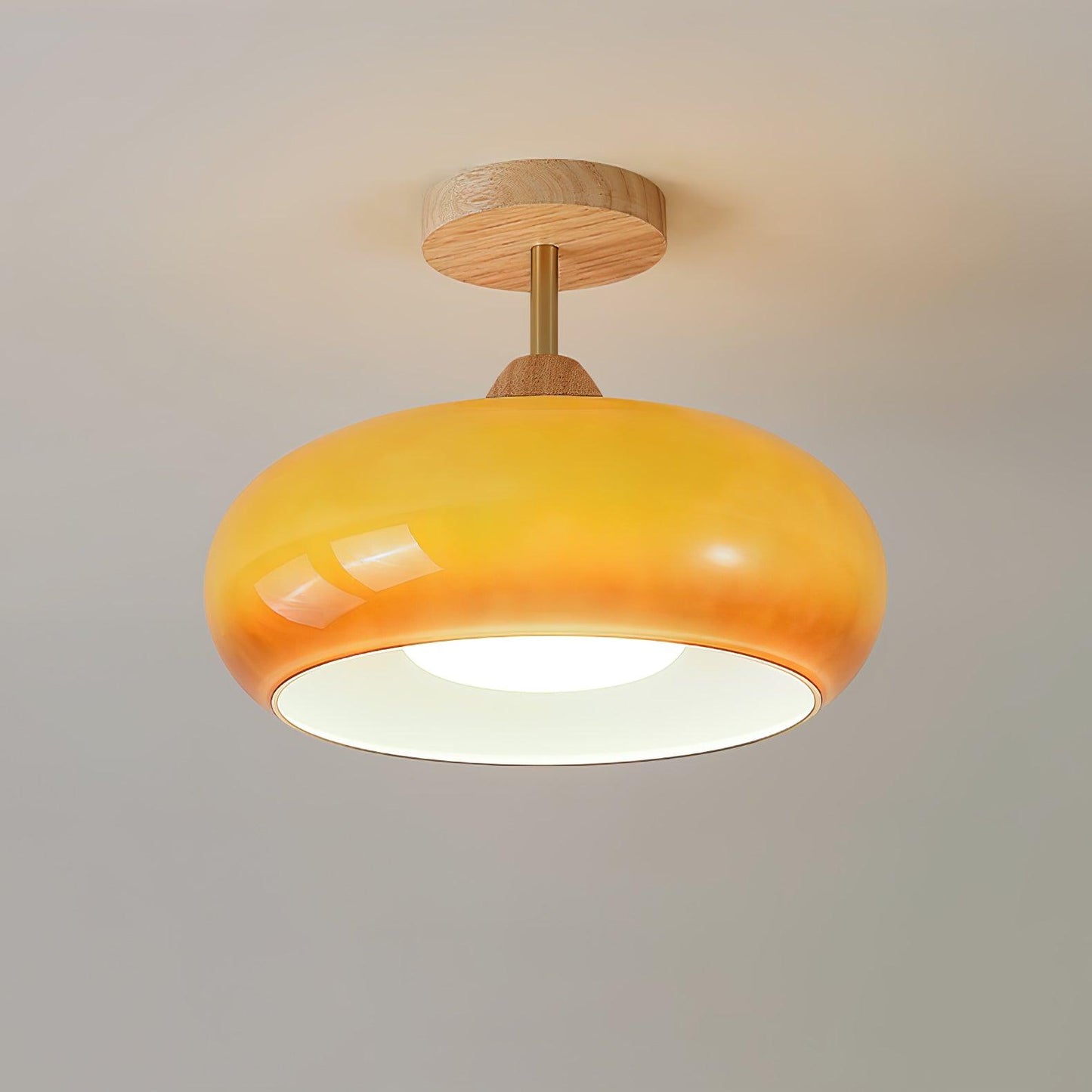 Ceiling Lamp | Brass & Fabric | 50cm Diameter, Retro Style