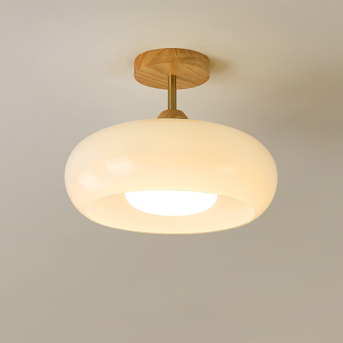 Ceiling Lamp | Brass & Fabric | 50cm Diameter, Retro Style