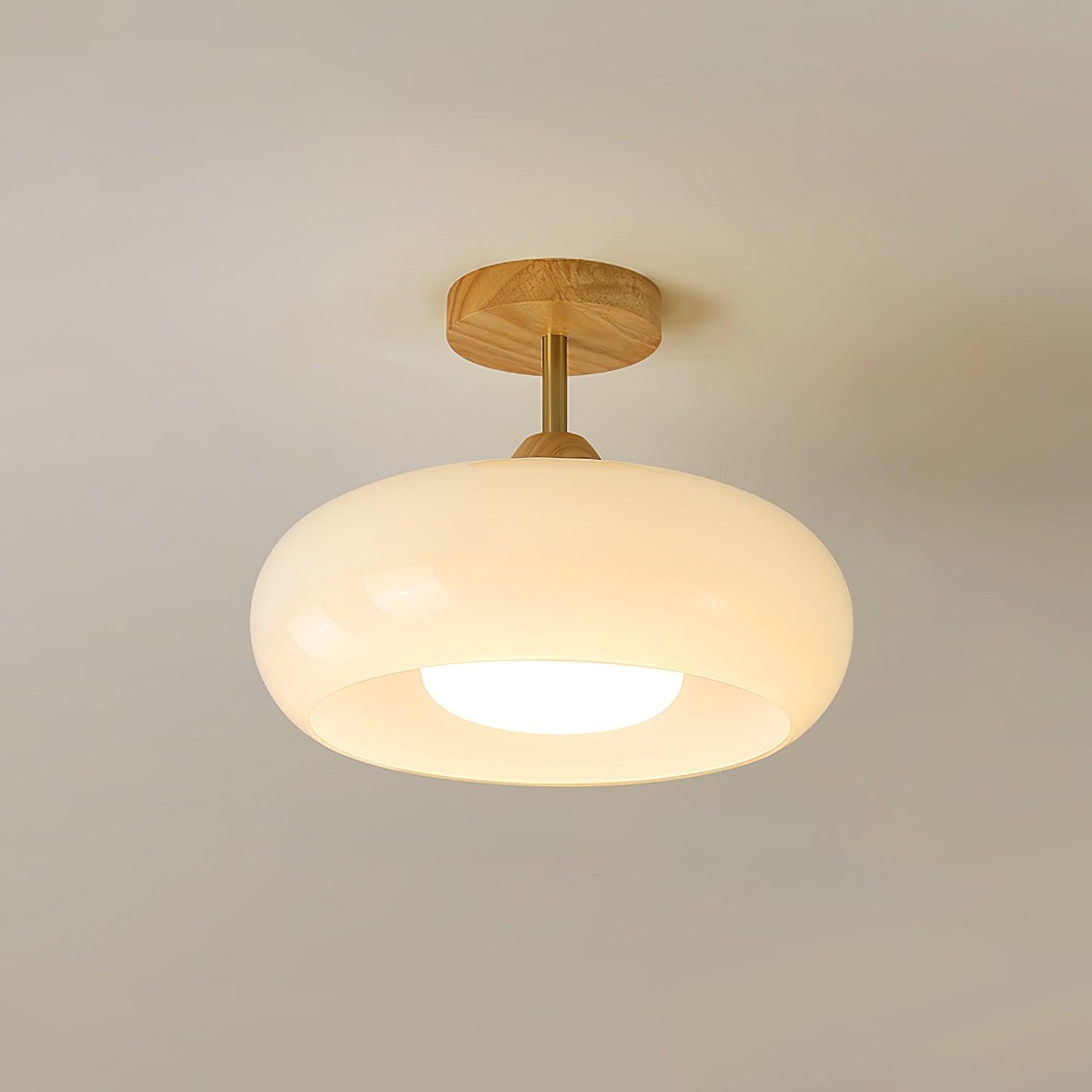 Ceiling Lamp | Brass & Fabric | 50cm Diameter, Retro Style
