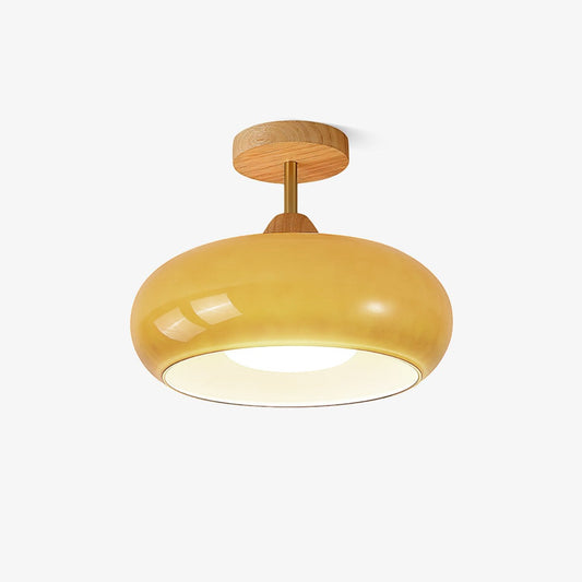 Ceiling Lamp | Brass & Fabric | 50cm Diameter, Retro Style