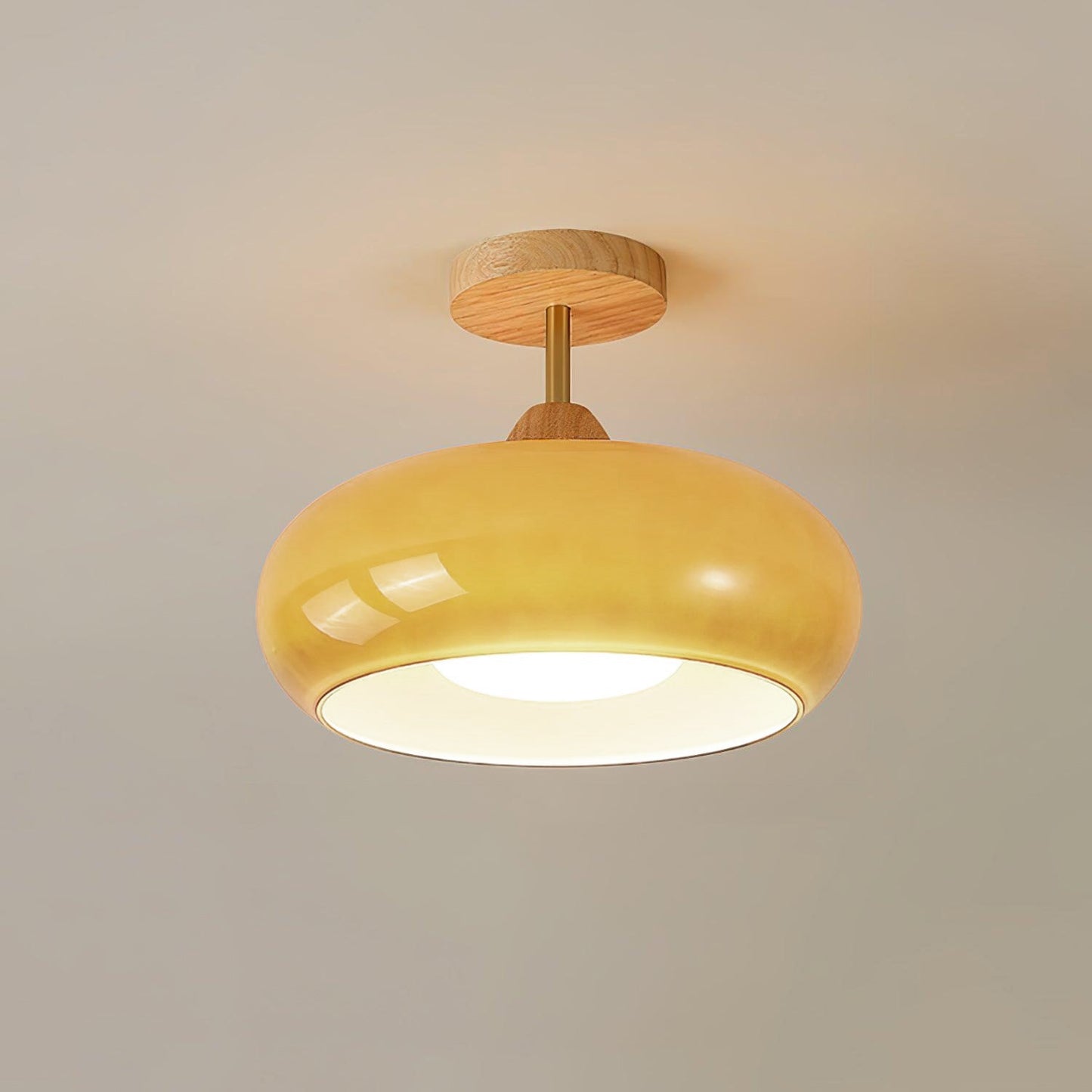 Ceiling Lamp | Brass & Fabric | 50cm Diameter, Retro Style