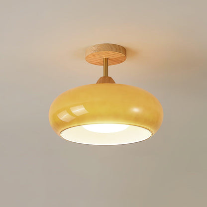 Ceiling Lamp | Brass & Fabric | 50cm Diameter, Retro Style