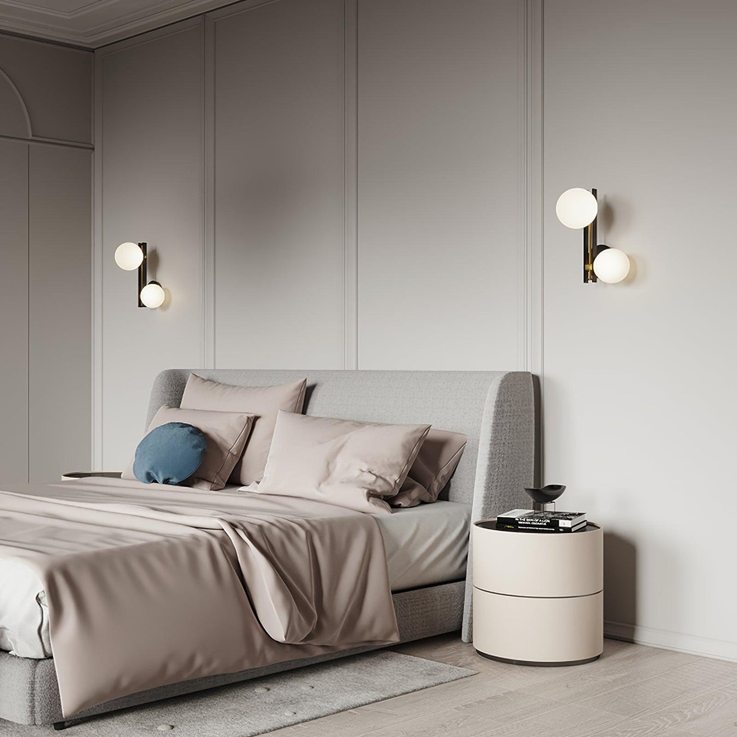 Planeta Wall Lamp | Brass & White Glass | Set of 2