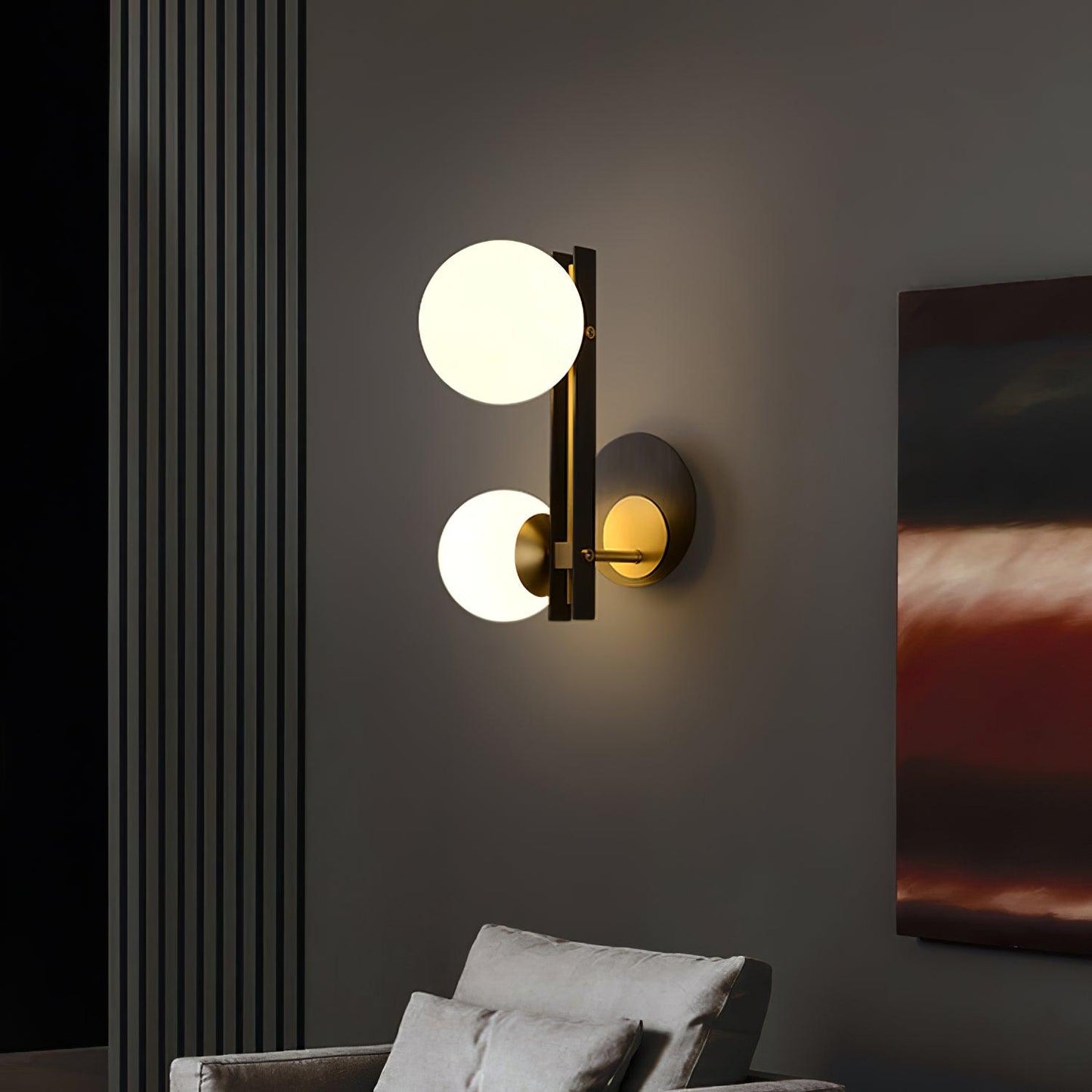 Planeta Wall Lamp | Brass & White Glass | Set of 2