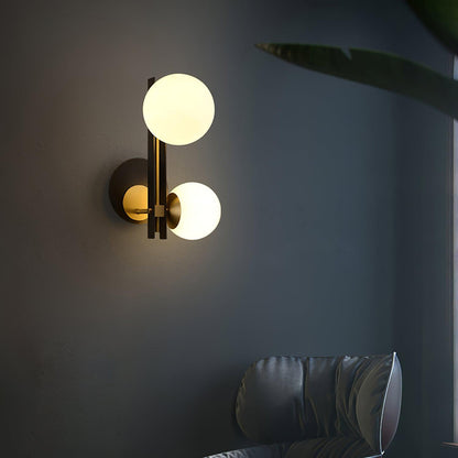 Planeta Wall Lamp | Brass & White Glass | Set of 2