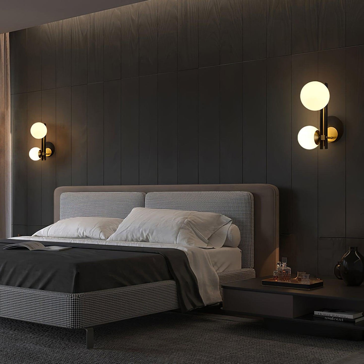Planeta Wall Lamp | Brass & White Glass | Set of 2