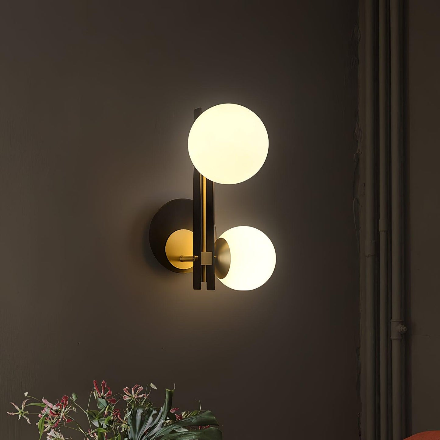 Planeta Wall Lamp | Brass & White Glass | Set of 2