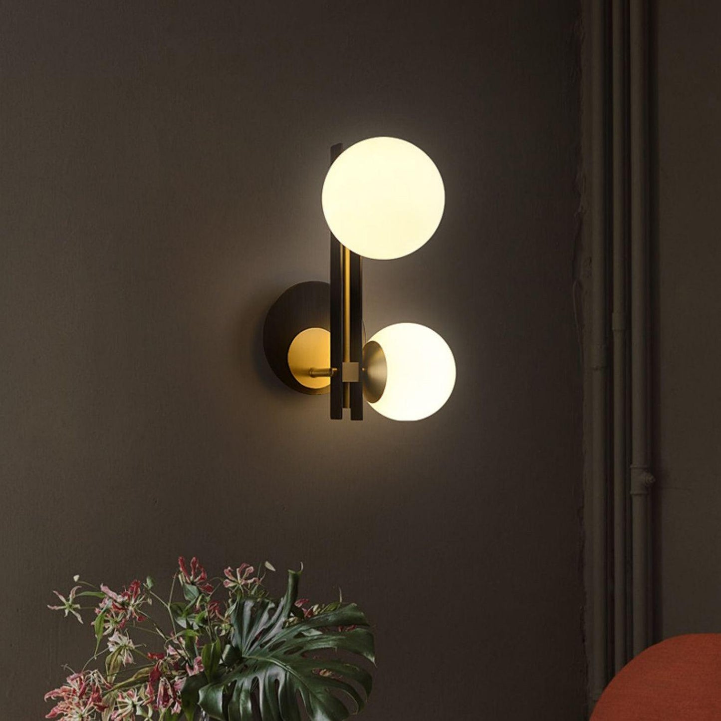 Planeta Wall Lamp | Brass & White Glass | Set of 2