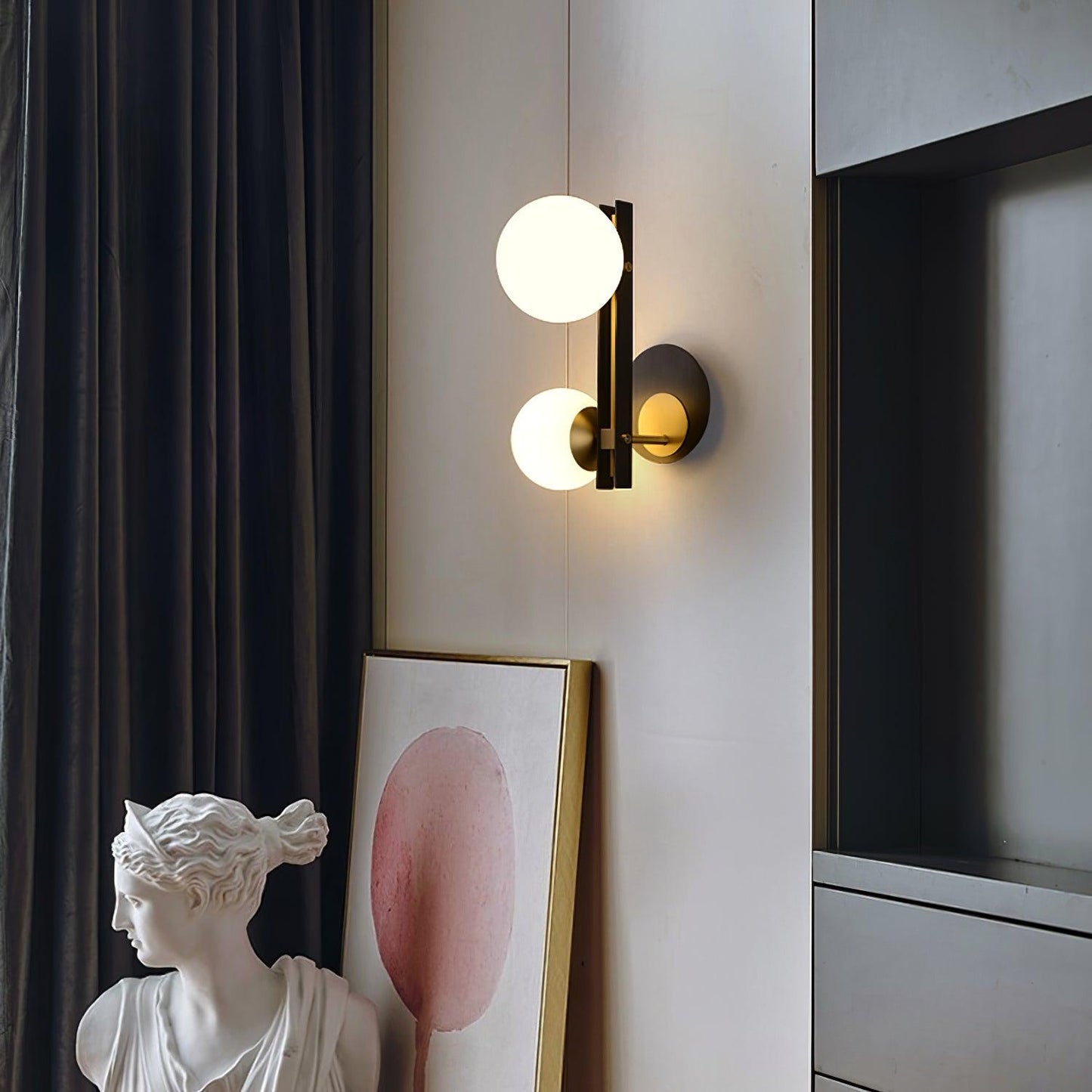Planeta Wall Lamp | Brass & White Glass | Set of 2