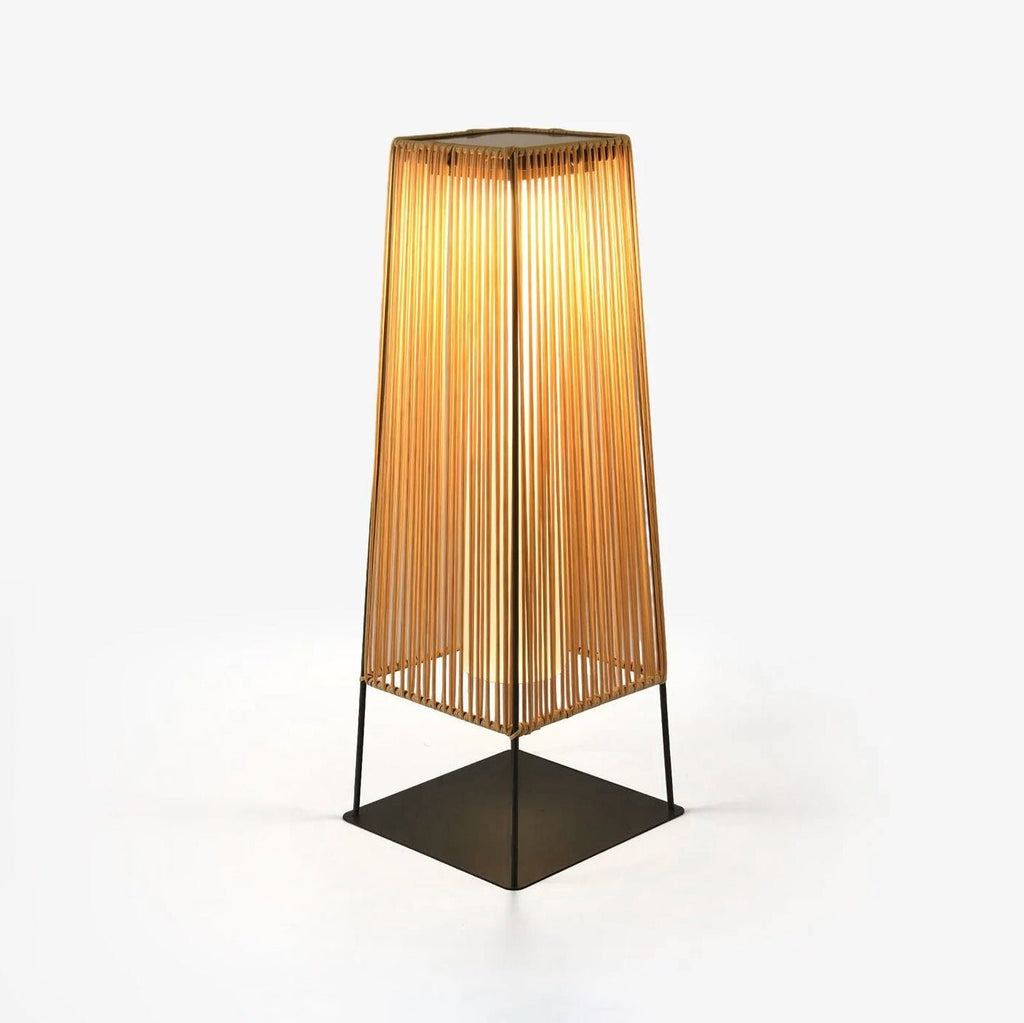Outdoor Solar Post Light | Plastic Rattan | Black & Yellow