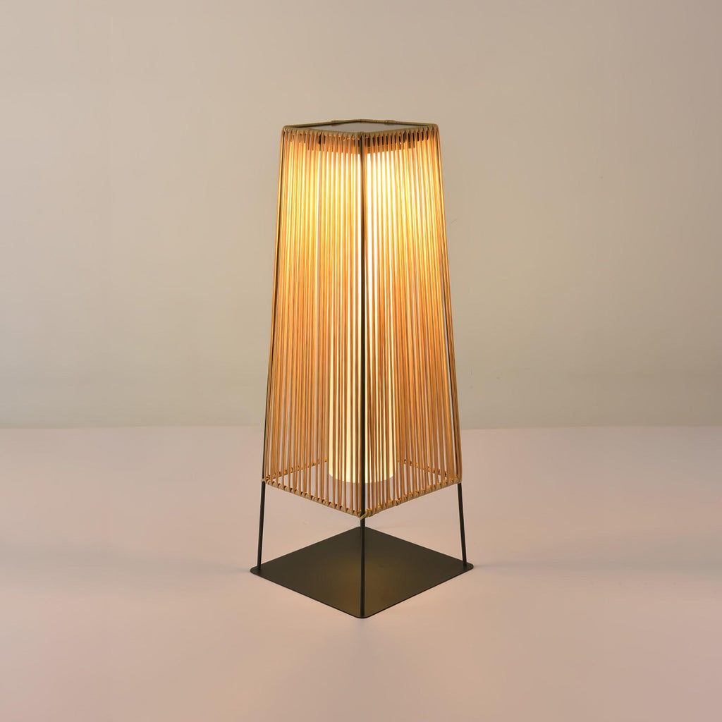 Outdoor Solar Post Light | Plastic Rattan | Black & Yellow