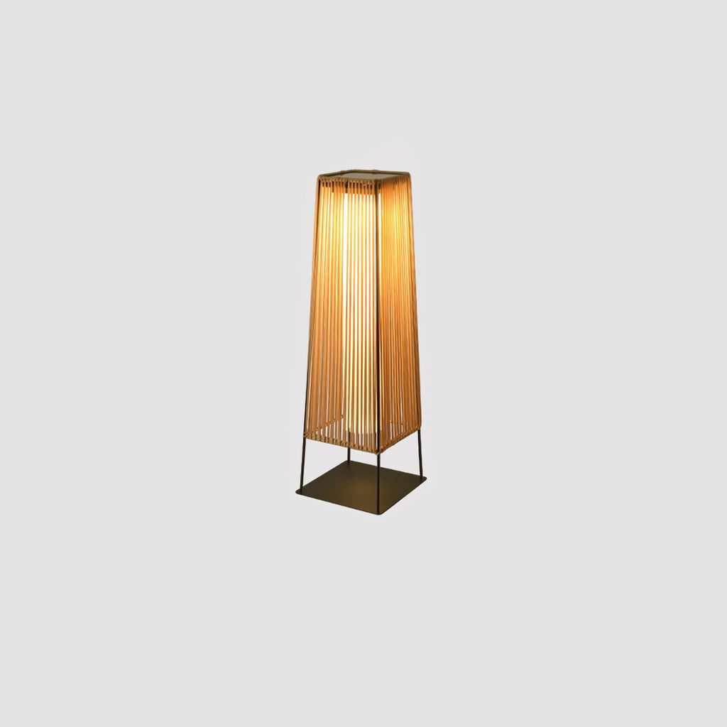 Outdoor Solar Post Light | Plastic Rattan | Black & Yellow