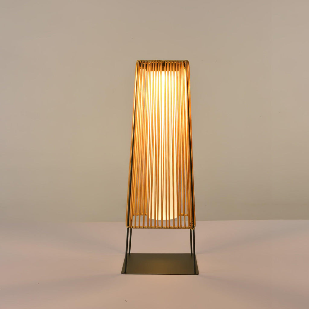 Outdoor Solar Post Light | Plastic Rattan | Black & Yellow