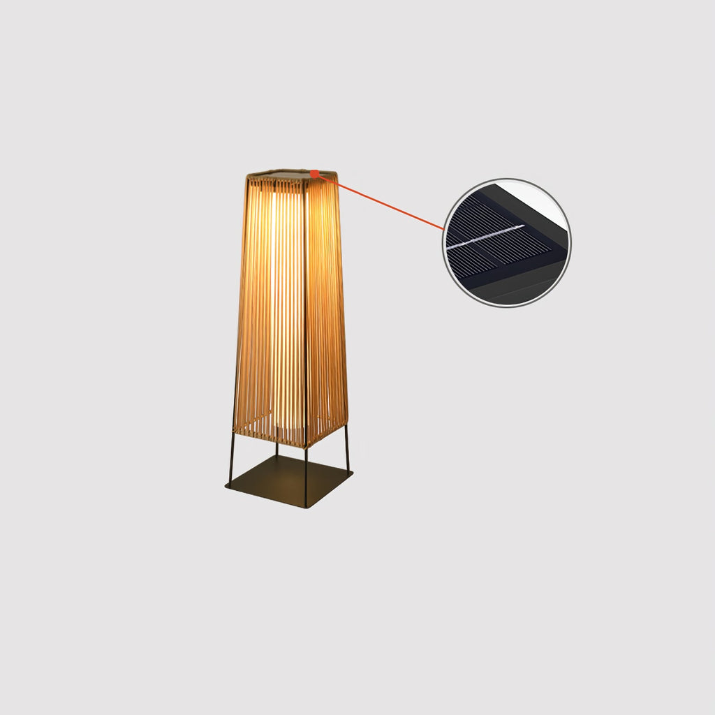 Outdoor Solar Post Light | Plastic Rattan | Black & Yellow