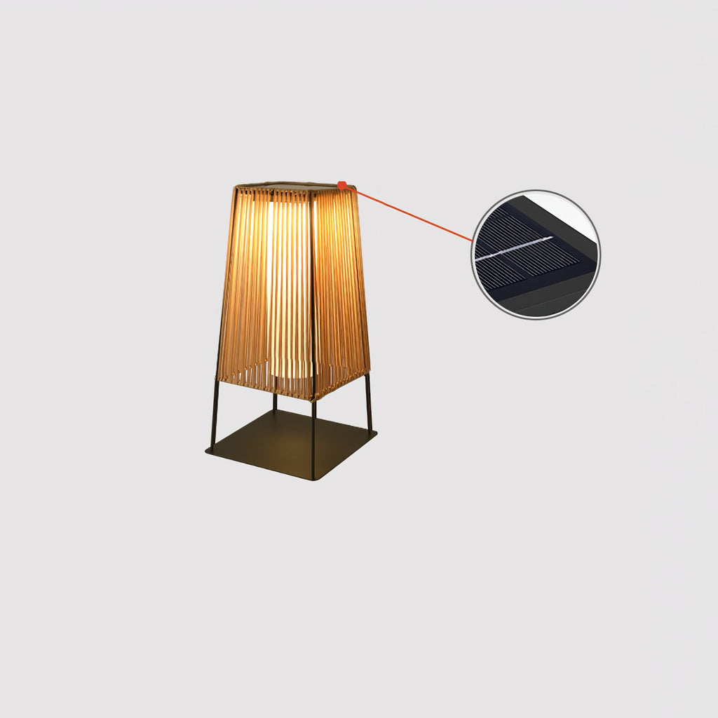 Outdoor Solar Post Light | Plastic Rattan | Black & Yellow