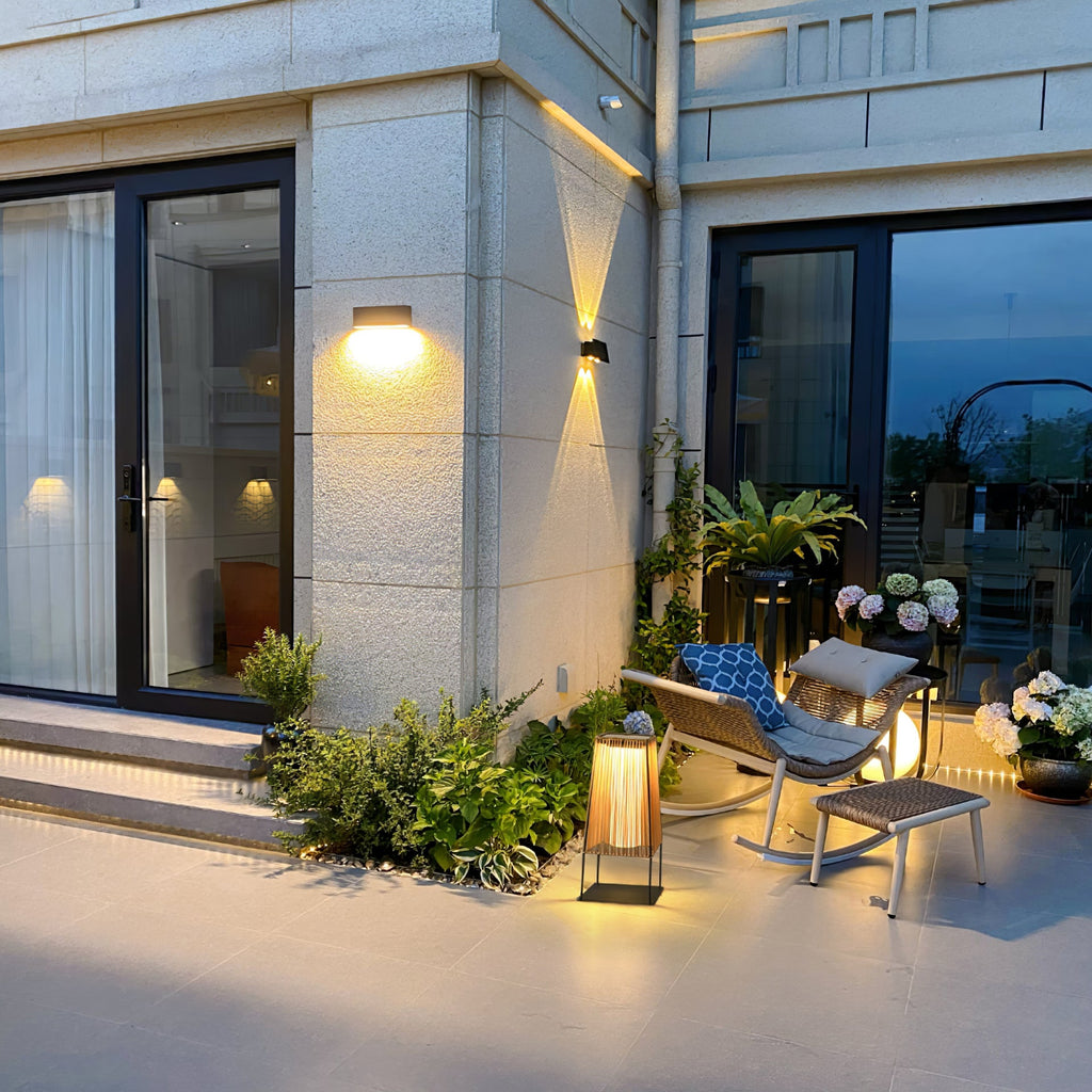 Outdoor Solar Post Light | Plastic Rattan | Black & Yellow