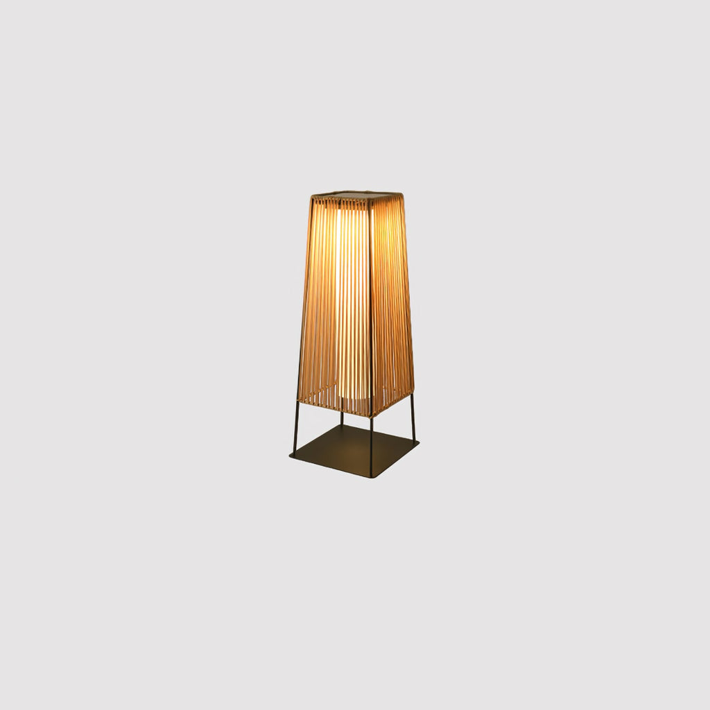Outdoor Solar Post Light | Plastic Rattan | Black & Yellow