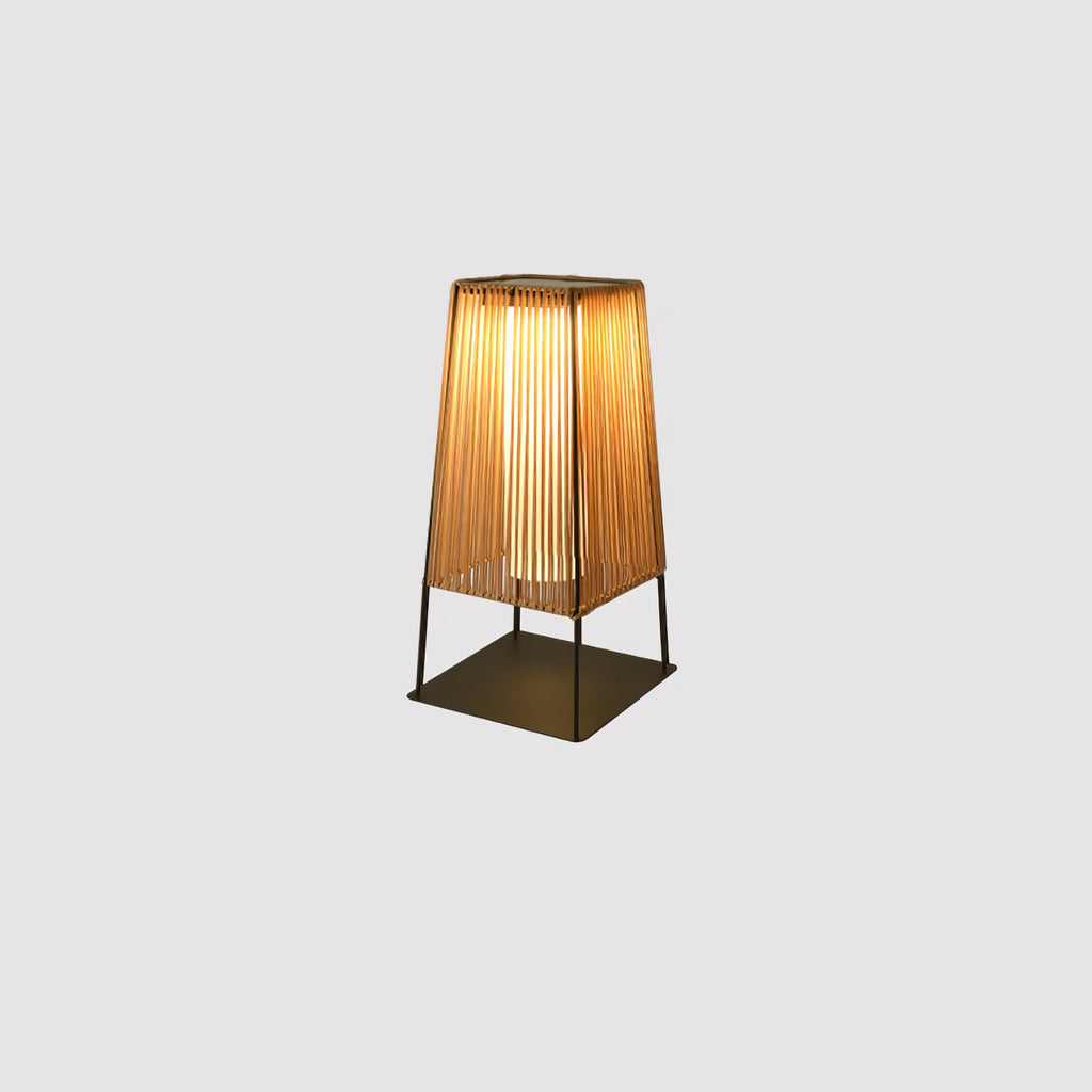 Outdoor Solar Post Light | Plastic Rattan | Black & Yellow