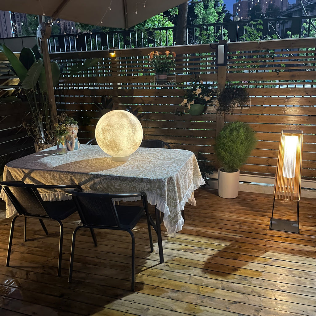 Outdoor Solar Post Light | Plastic Rattan | Black & Yellow